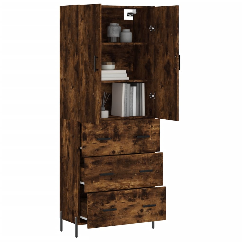 vidaXL Buffet haut Chêne fumé 69,5x34x180 cm Bois d'ingénierie