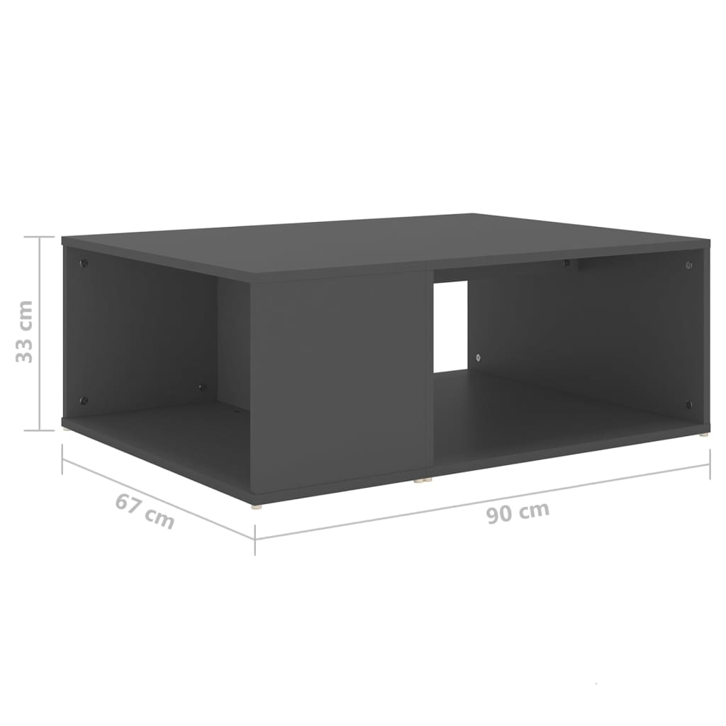 vidaXL Table basse Gris 90x67x33 cm Aggloméré