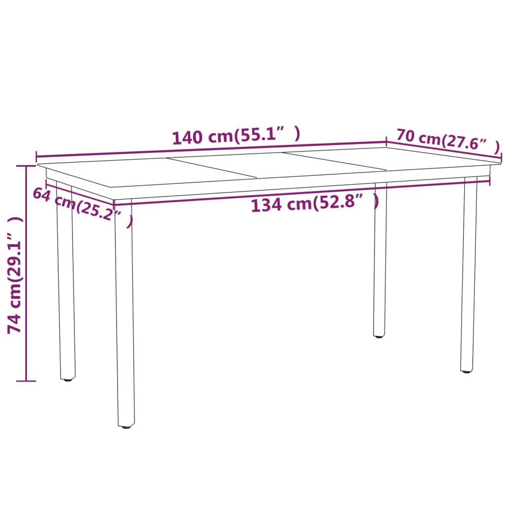 vidaXL Ensemble à manger de jardin 5 pcs Noir