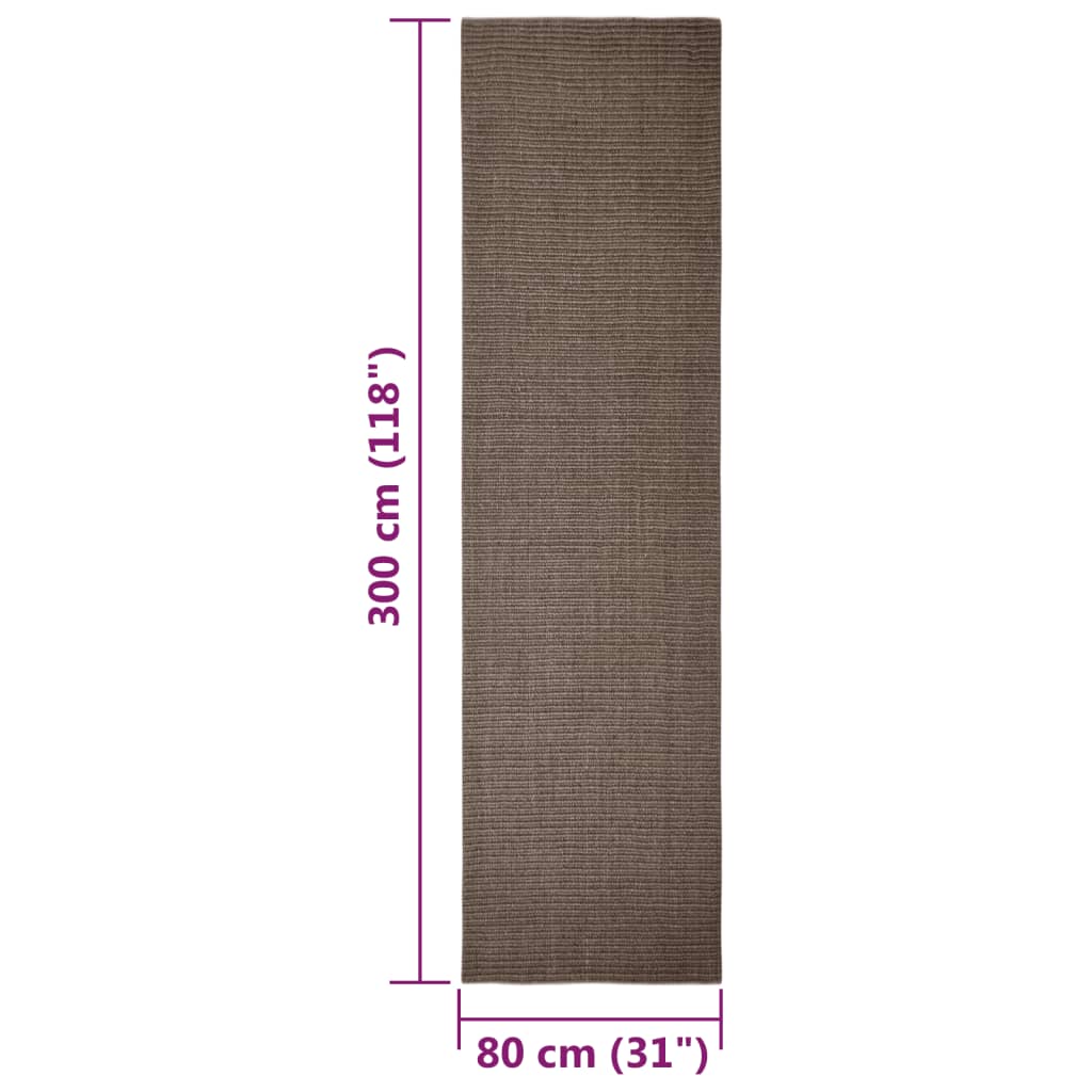 vidaXL Tapis Sisal naturel 80x300 cm Marron