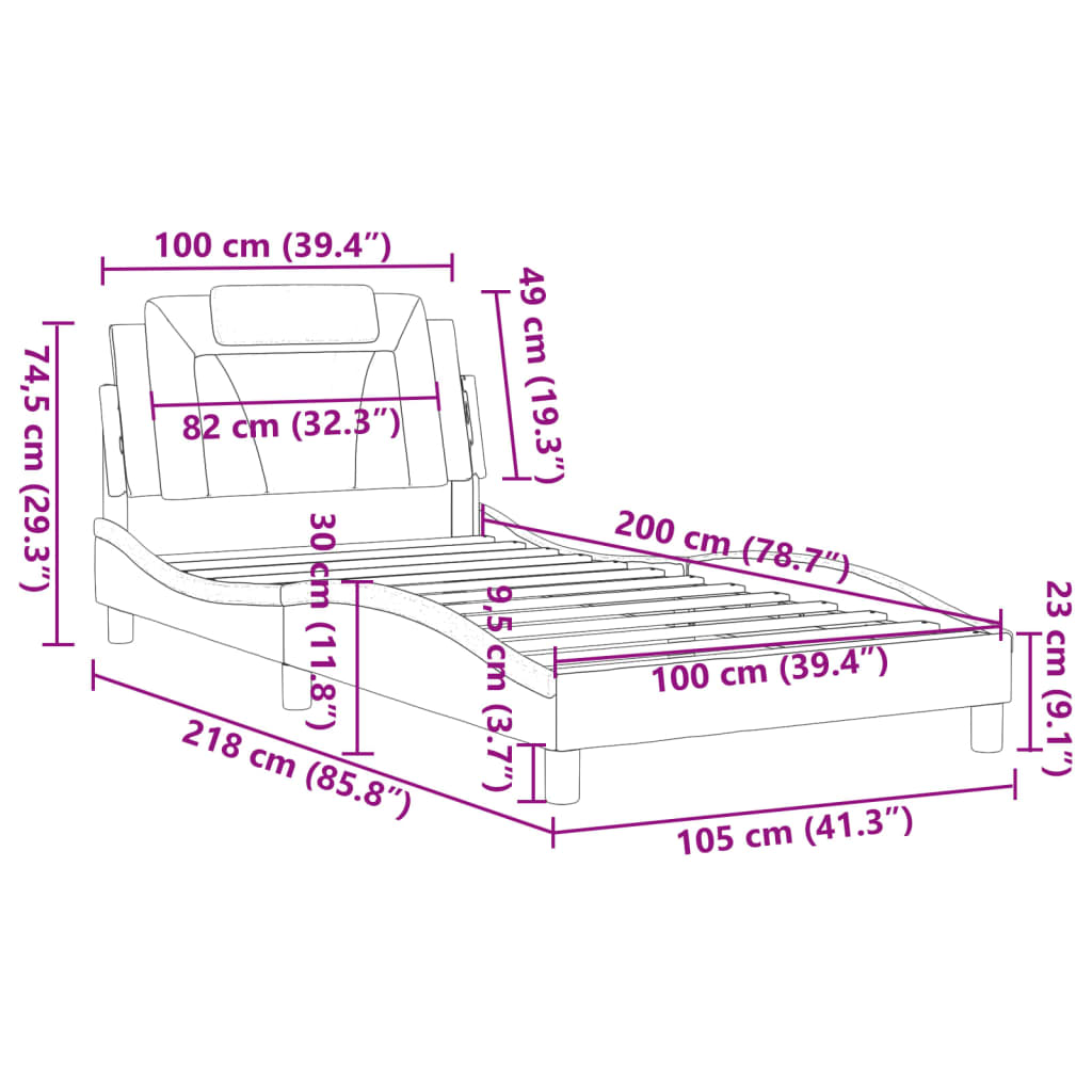 vidaXL Cadre de lit sans matelas noir 100x200 cm similicuir