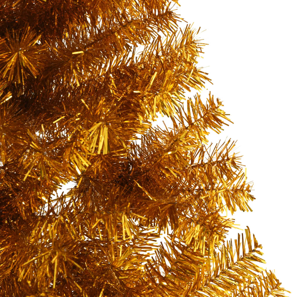 vidaXL Demi sapin de Noël artificiel avec support doré 240 cm PET