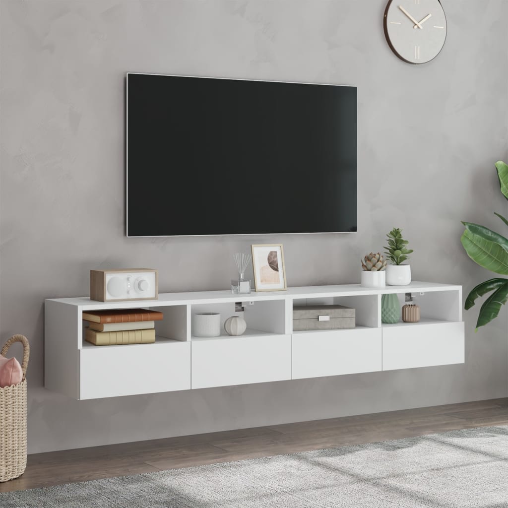 vidaXL Meubles TV muraux 2 pcs blanc 80x30x30 cm bois d'ingénierie