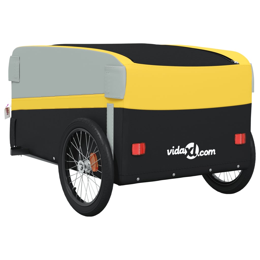 vidaXL Remorque de vélo noir et jaune 45 kg fer