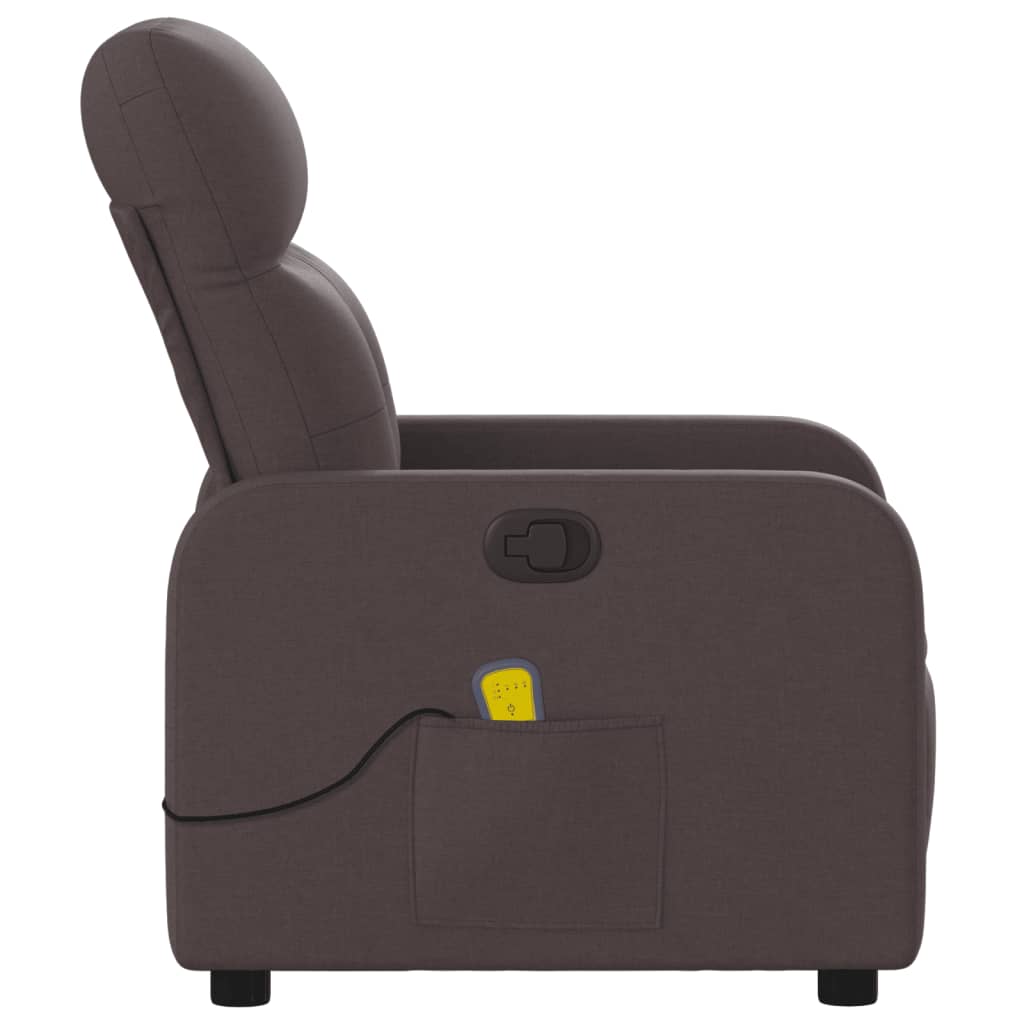 vidaXL Fauteuil de massage inclinable Marron foncé Tissu