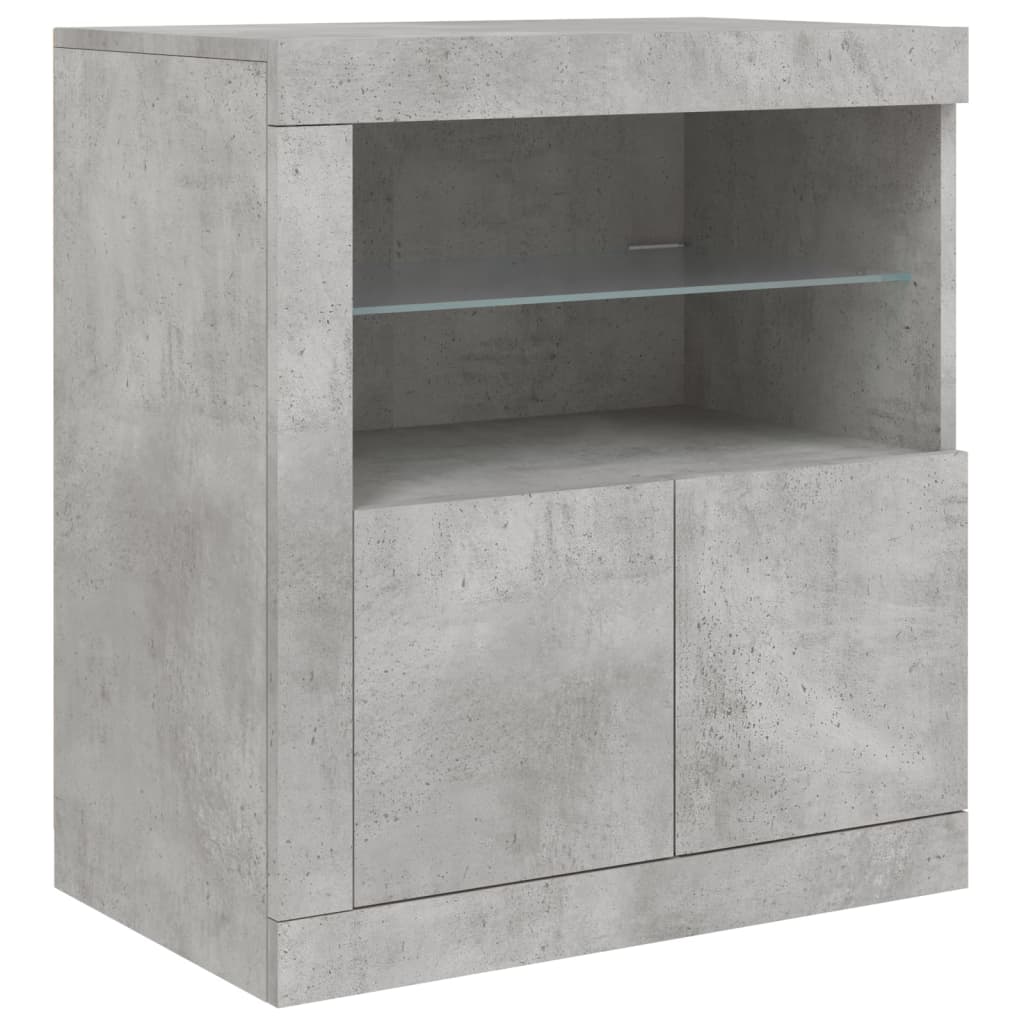 vidaXL Buffet avec lumières LED gris béton 60,5x37x67 cm