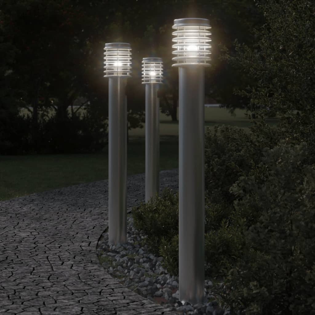 vidaXL Lampadaire d'extérieur argenté 110 cm acier inoxydable