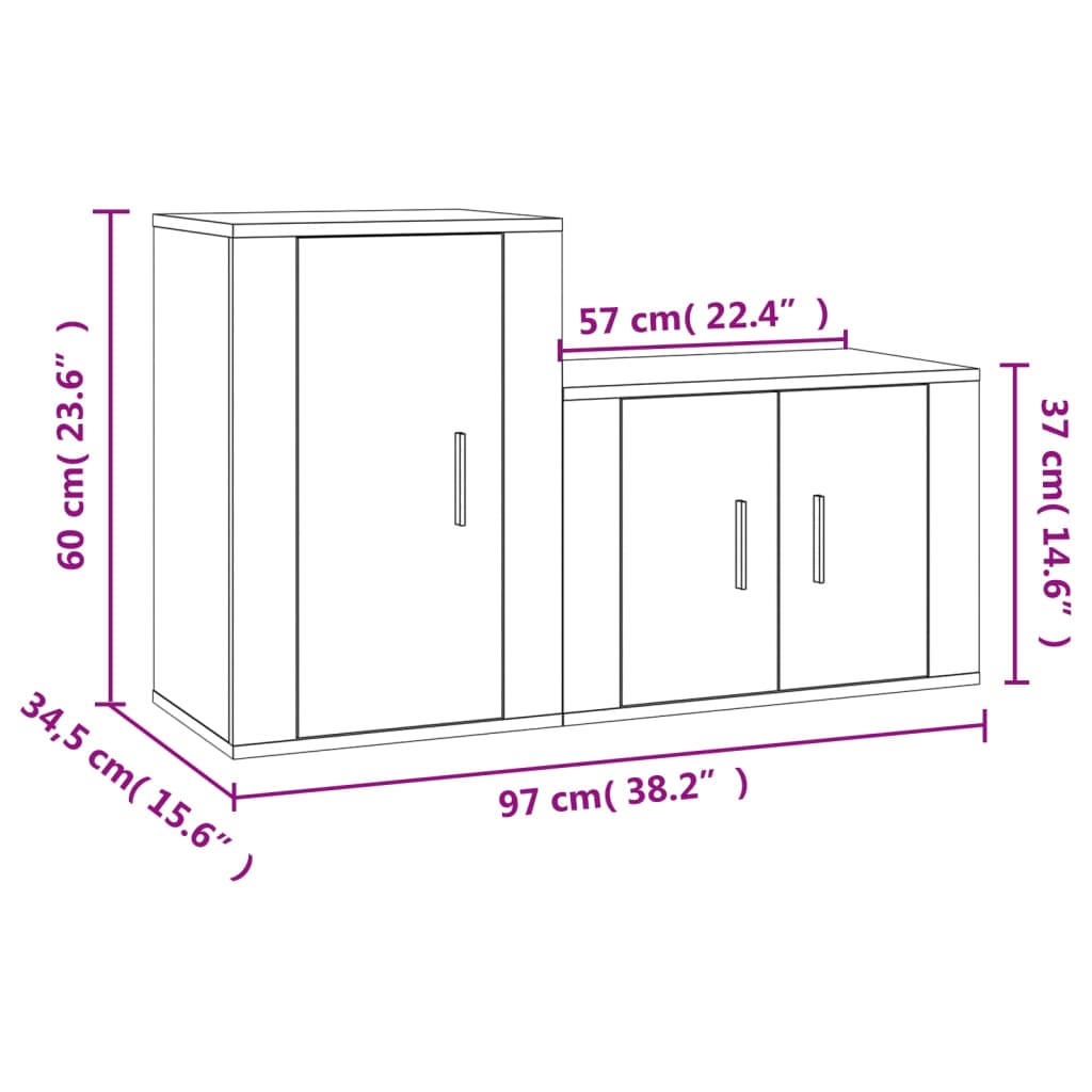 vidaXL Ensemble de meubles TV 2 pcs Chêne fumé Bois d'ingénierie