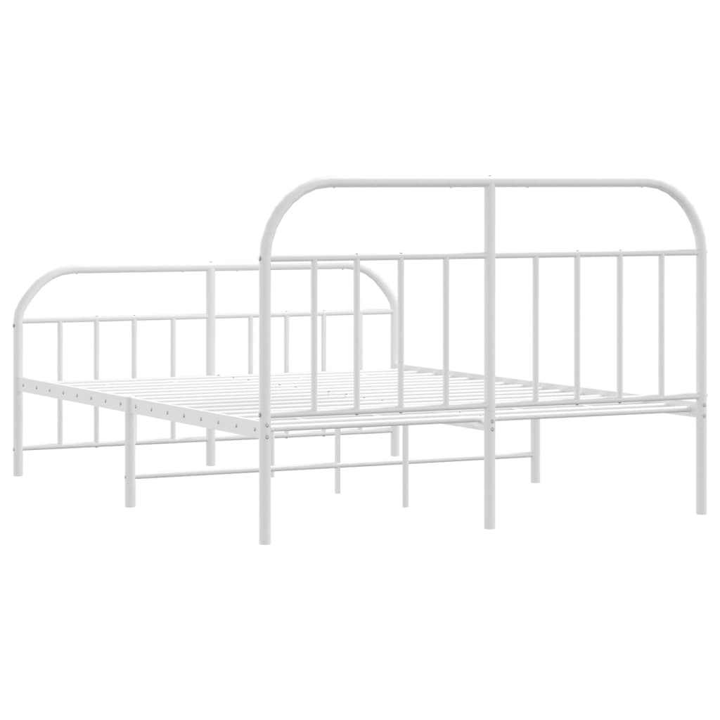 vidaXL Cadre de lit métal sans matelas et pied de lit blanc 150x200 cm