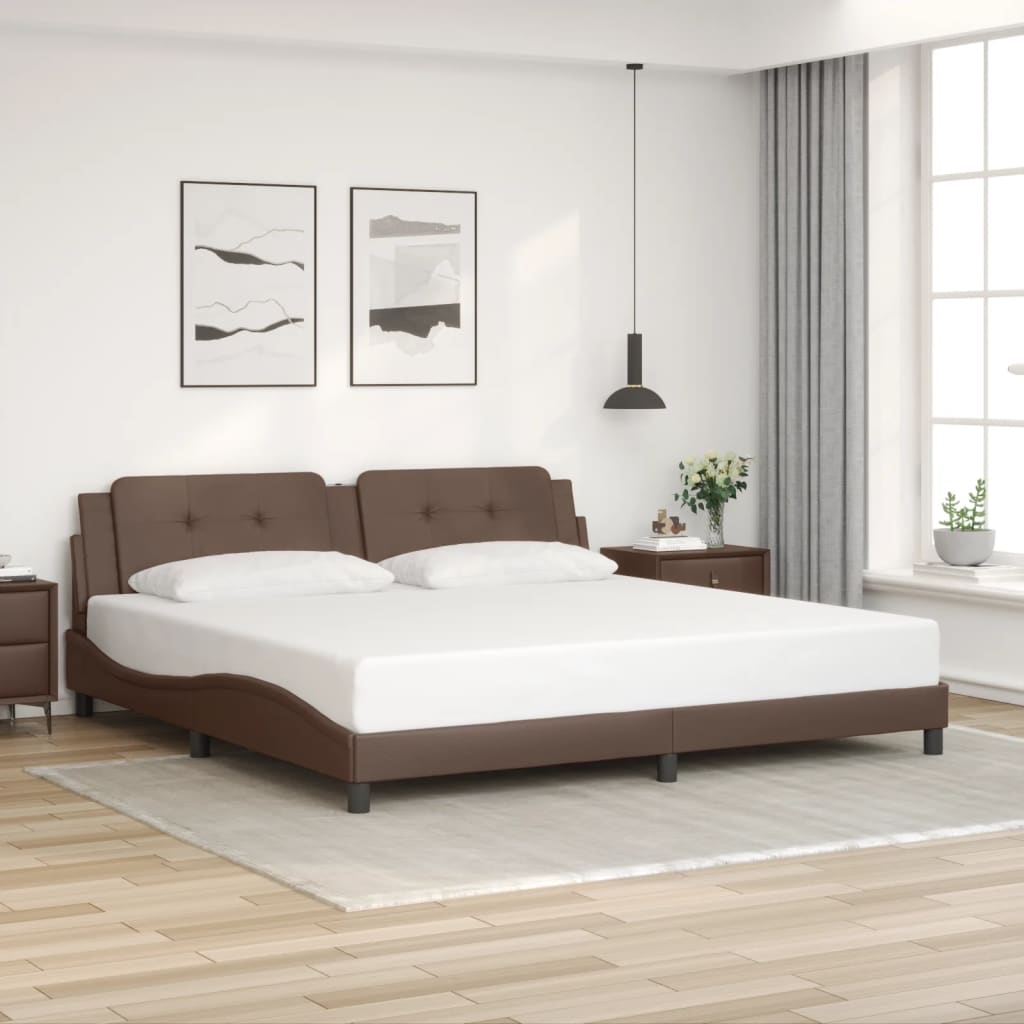 vidaXL Cadre de lit avec tête de lit marron 200x200 cm Similicuir
