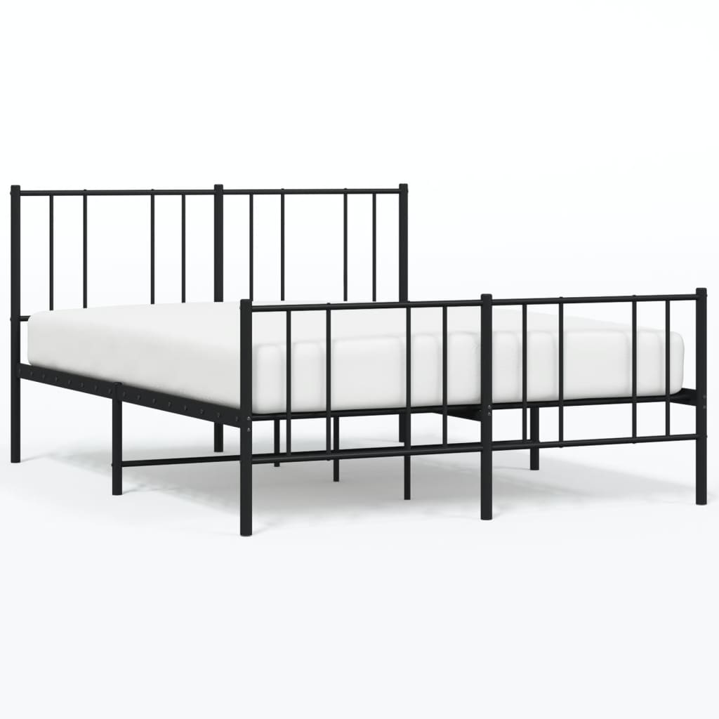 vidaXL Cadre de lit métal sans matelas avec pied de lit noir 135x190cm