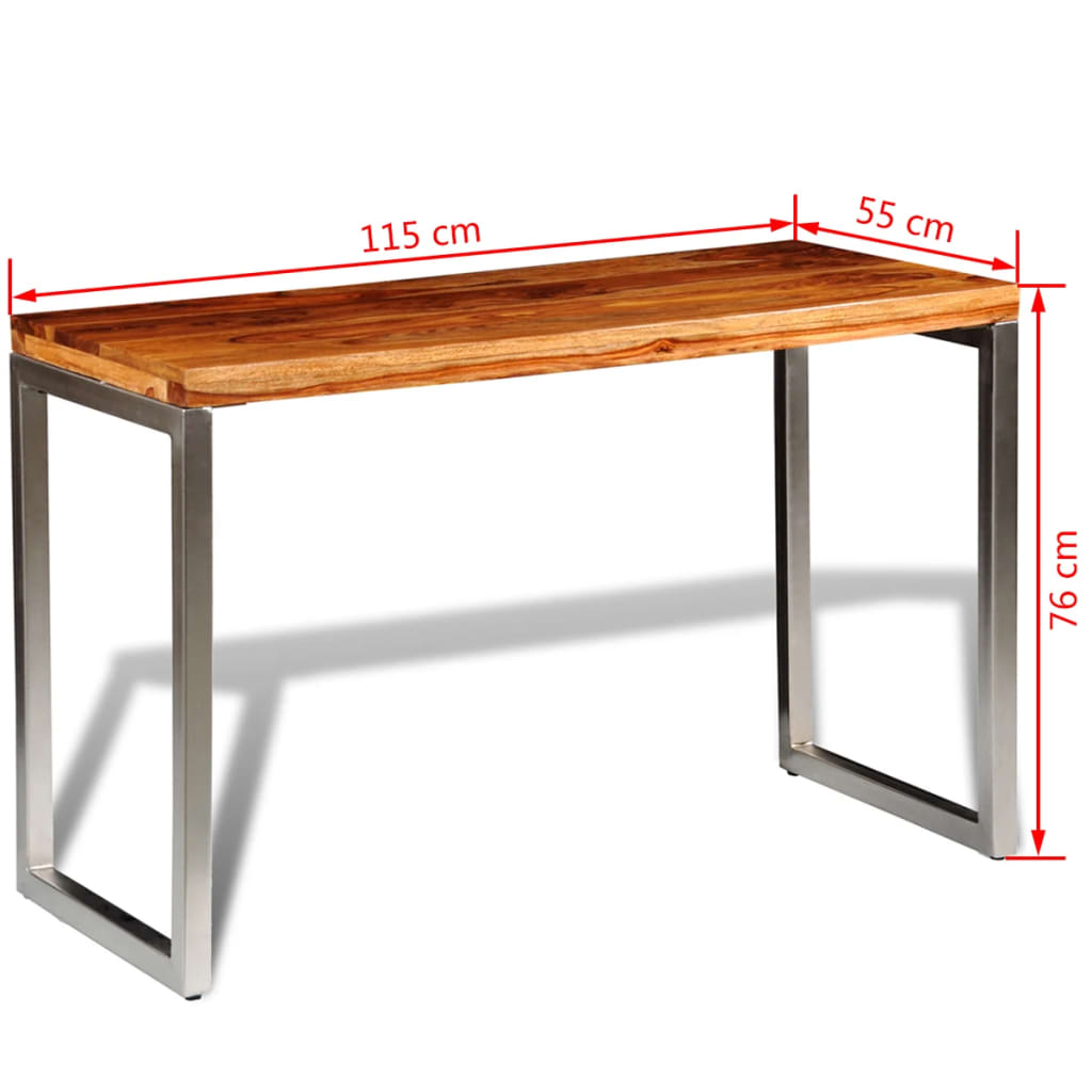 vidaXL Table à manger avec pieds en acier bois massif