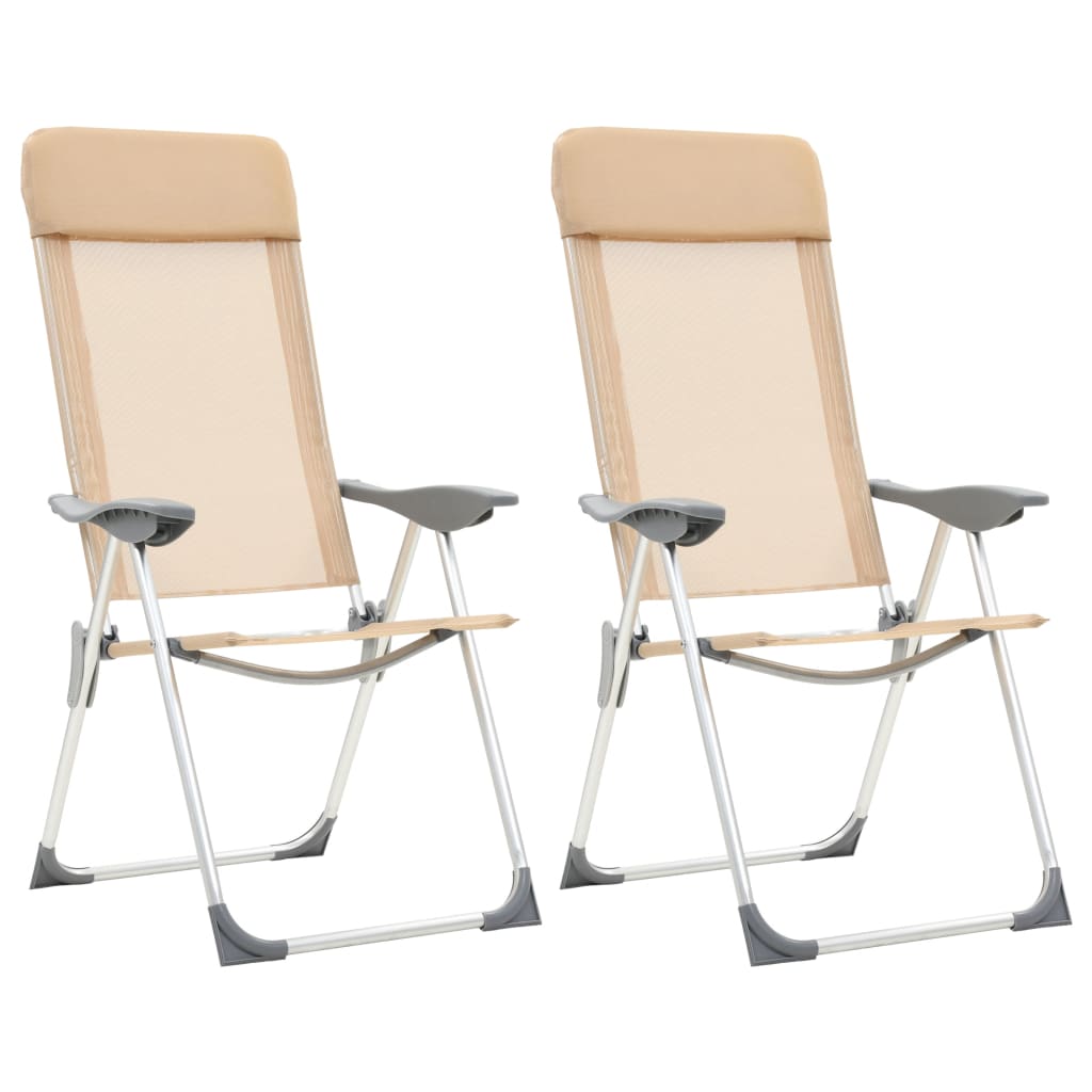 vidaXL Chaises de camping pliables lot de 2 Crème Aluminium