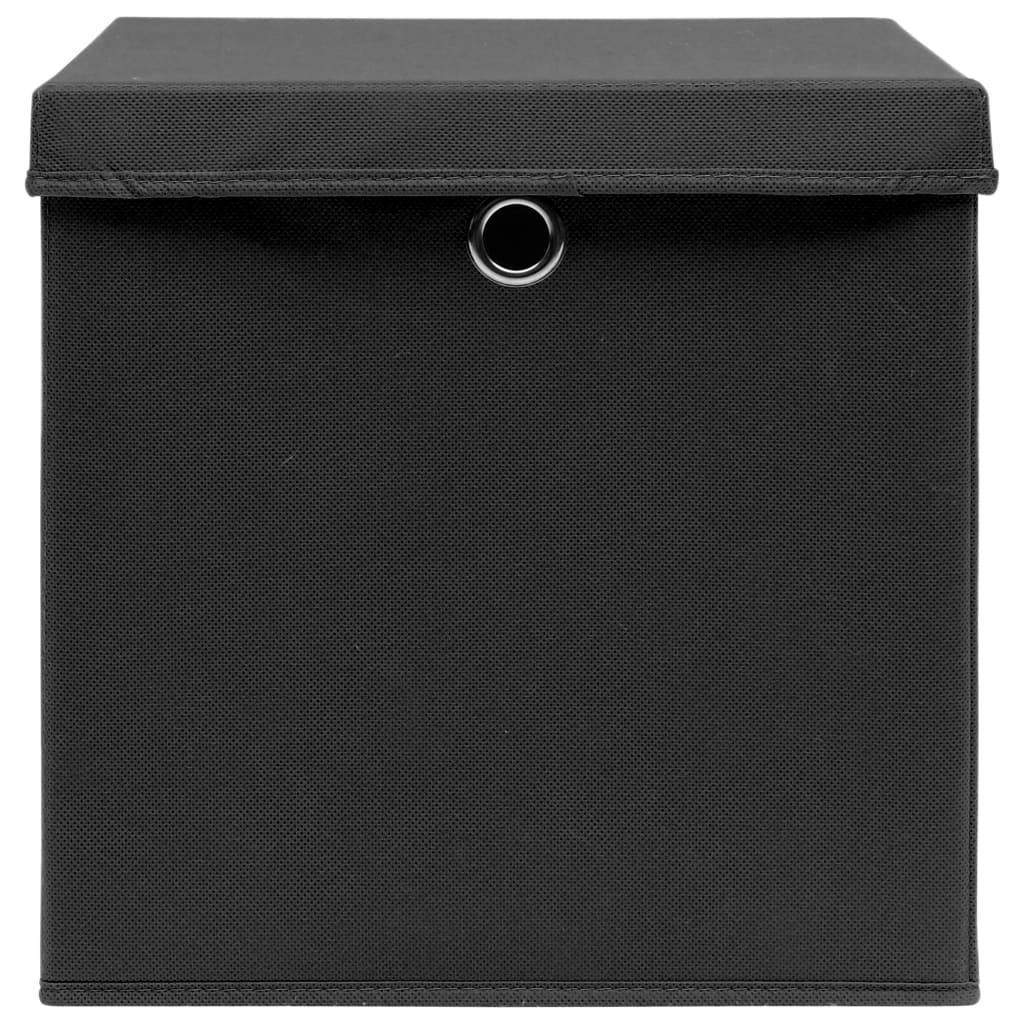 vidaXL Boîtes de rangement avec couvercles 4 pcs 28x28x28 cm Noir