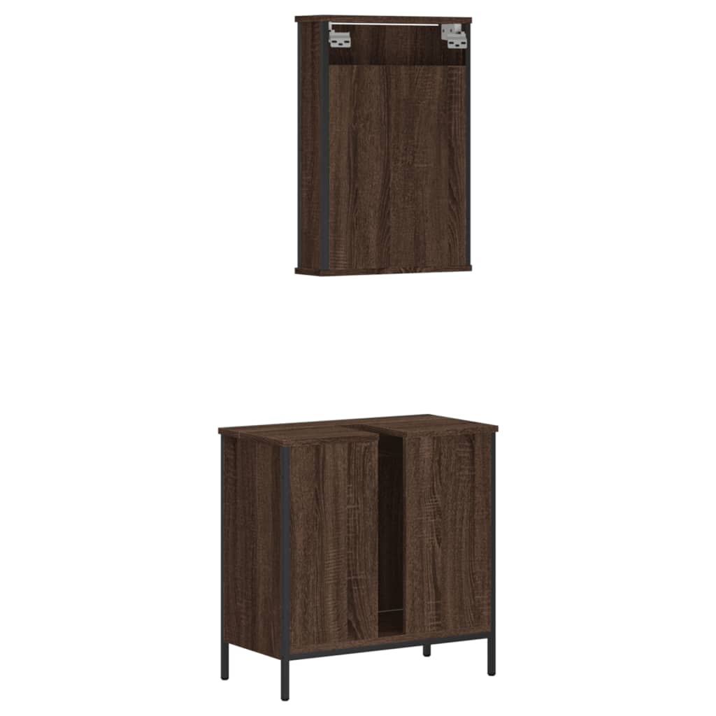 vidaXL Ensemble de meubles de salle de bain 2 pcs Chêne marron