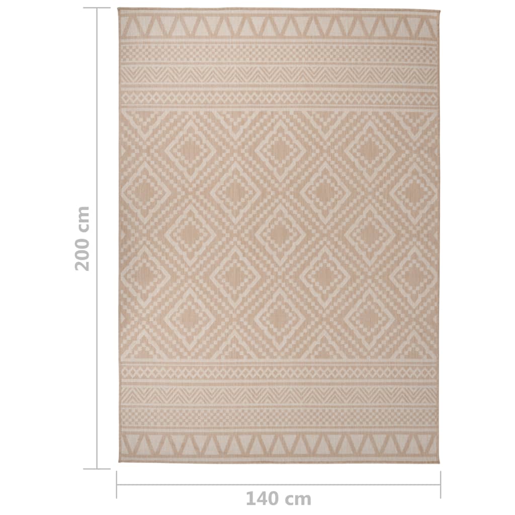 vidaXL Tapis à tissage plat d'extérieur 140x200 cm Rayures brunes