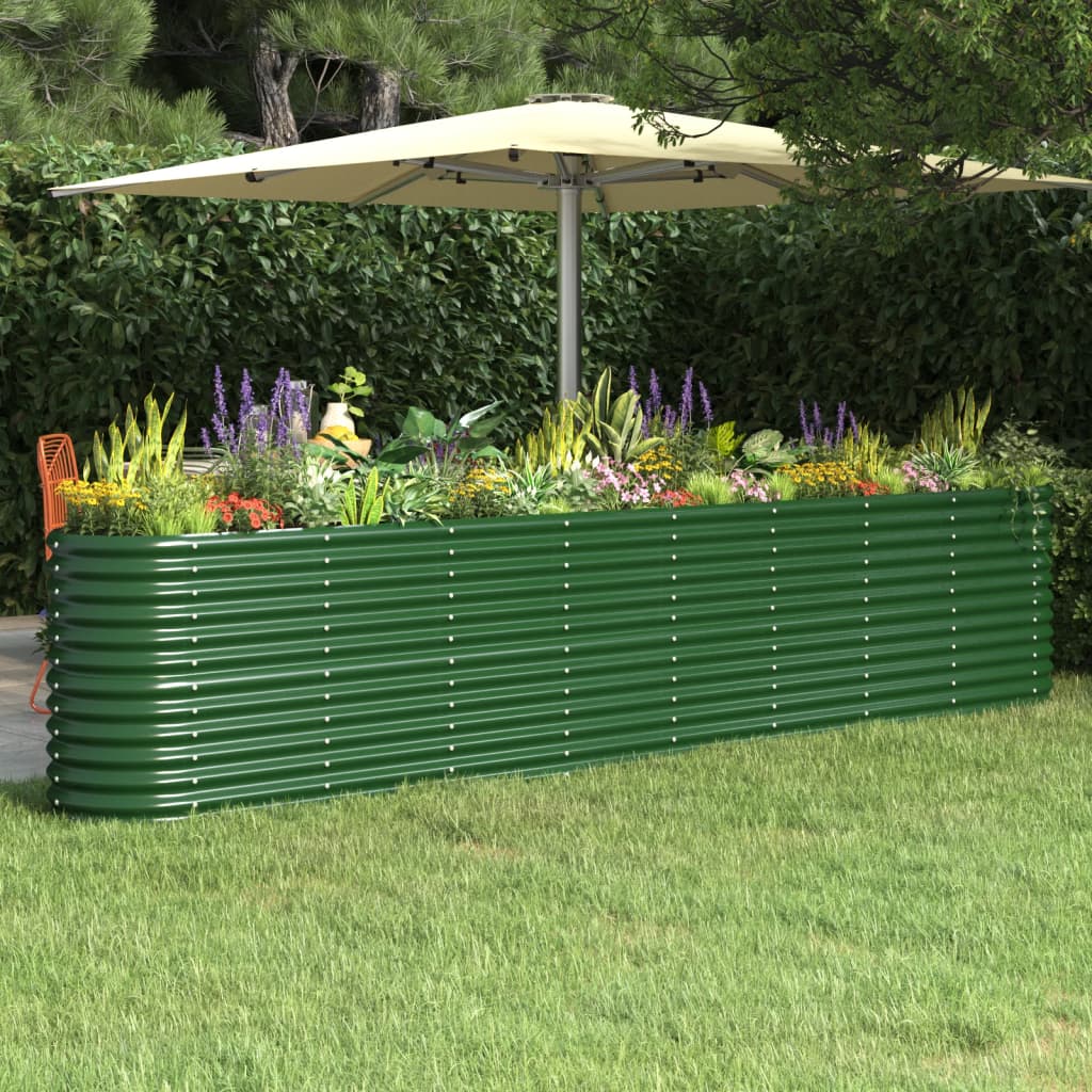 vidaXL Lit surélevé de jardin Acier enduit de poudre 332x40x68 cm Vert