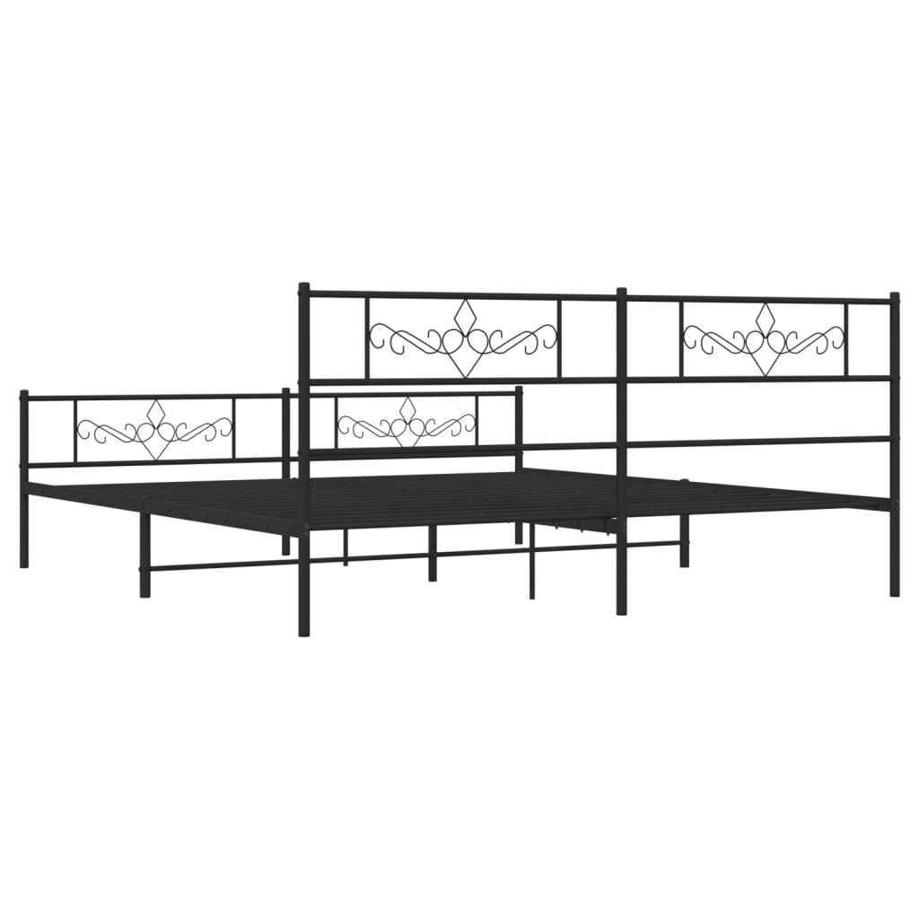 vidaXL Cadre de lit métal sans matelas avec pied de lit noir 193x203cm