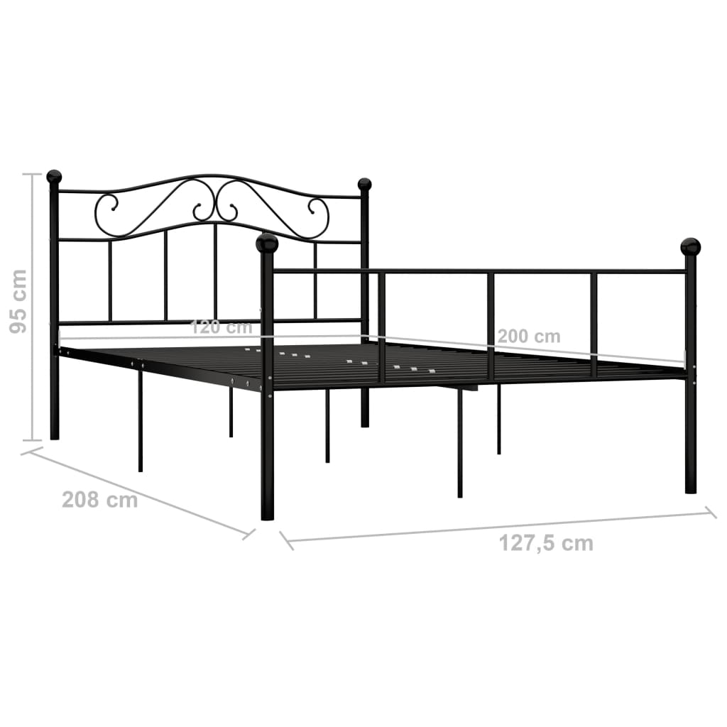 vidaXL Cadre de lit sans matelas noir métal 120x200 cm