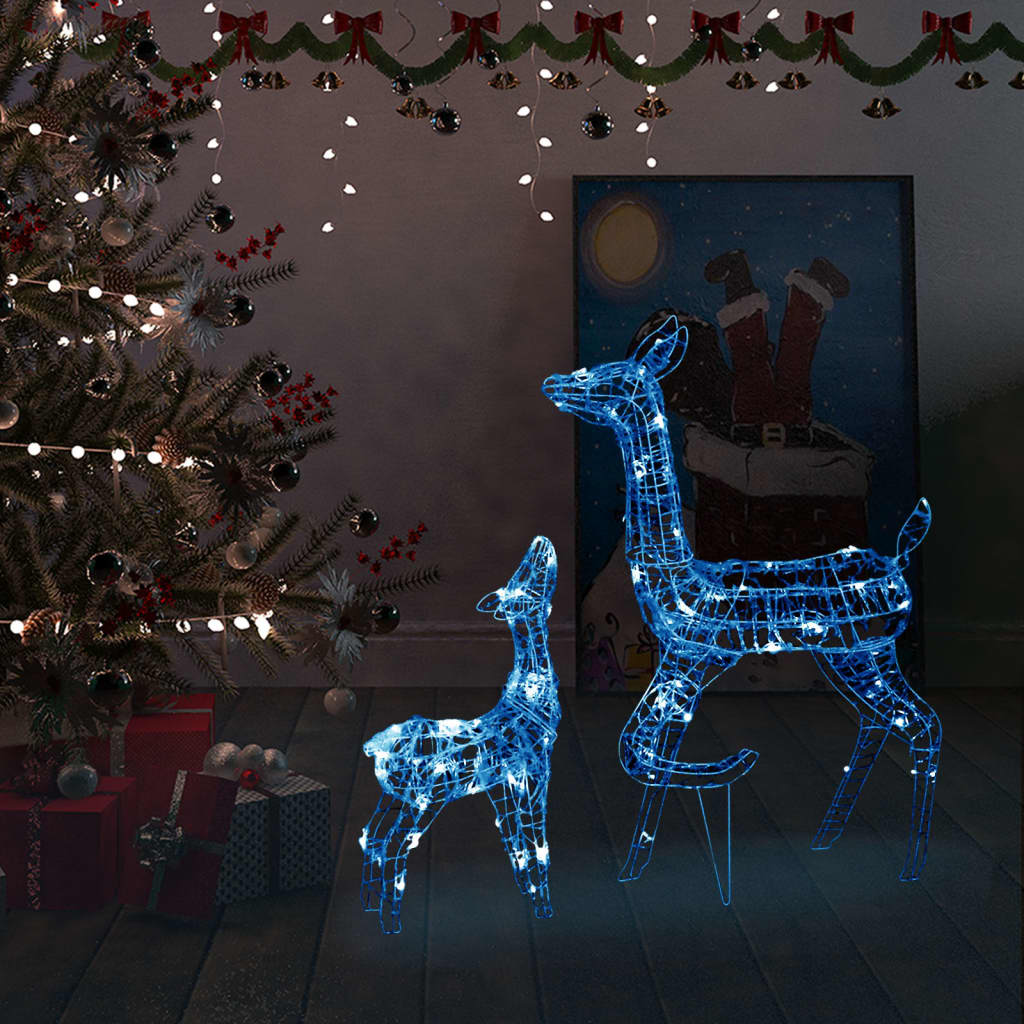 vidaXL Famille de rennes de décoration Acrylique 160 LED bleu