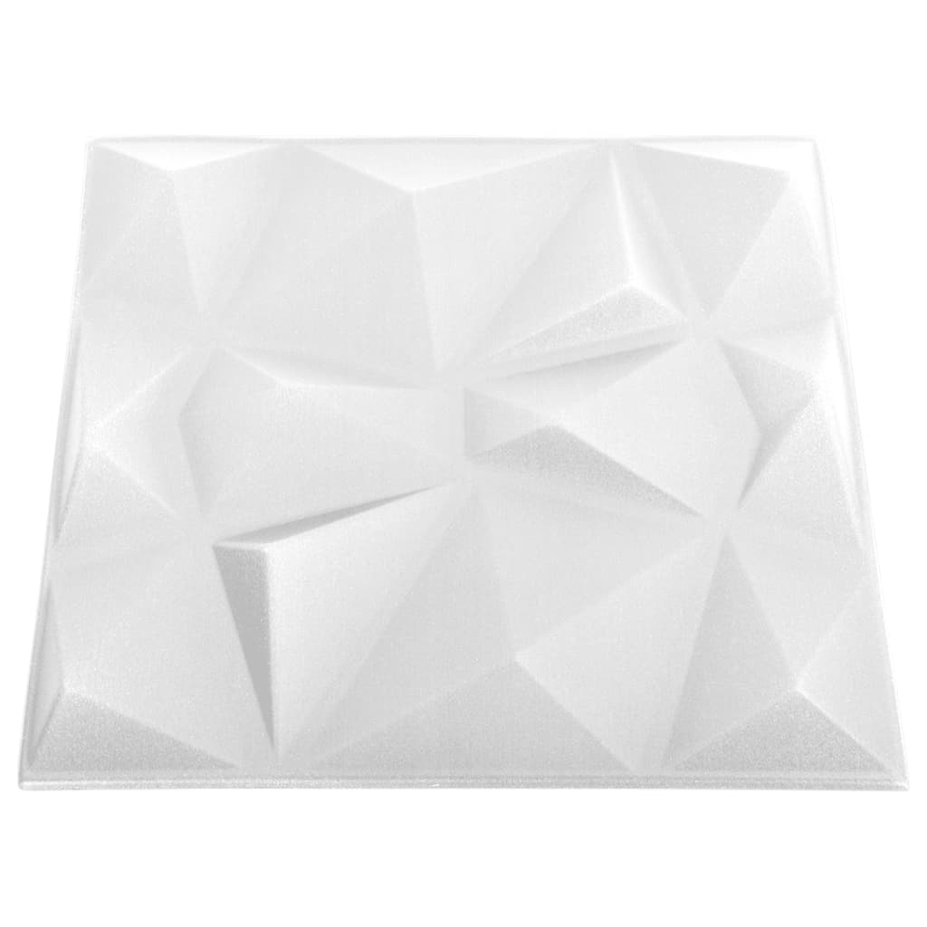 vidaXL Panneaux muraux 3D 24 pcs 50x50 cm Blanc diamant 6 m²