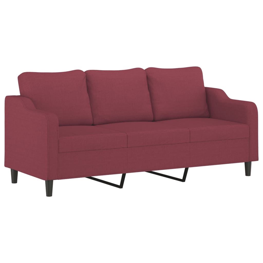 vidaXL Canapé à 3 places avec repose-pieds Rouge bordeaux 180 cm Tissu