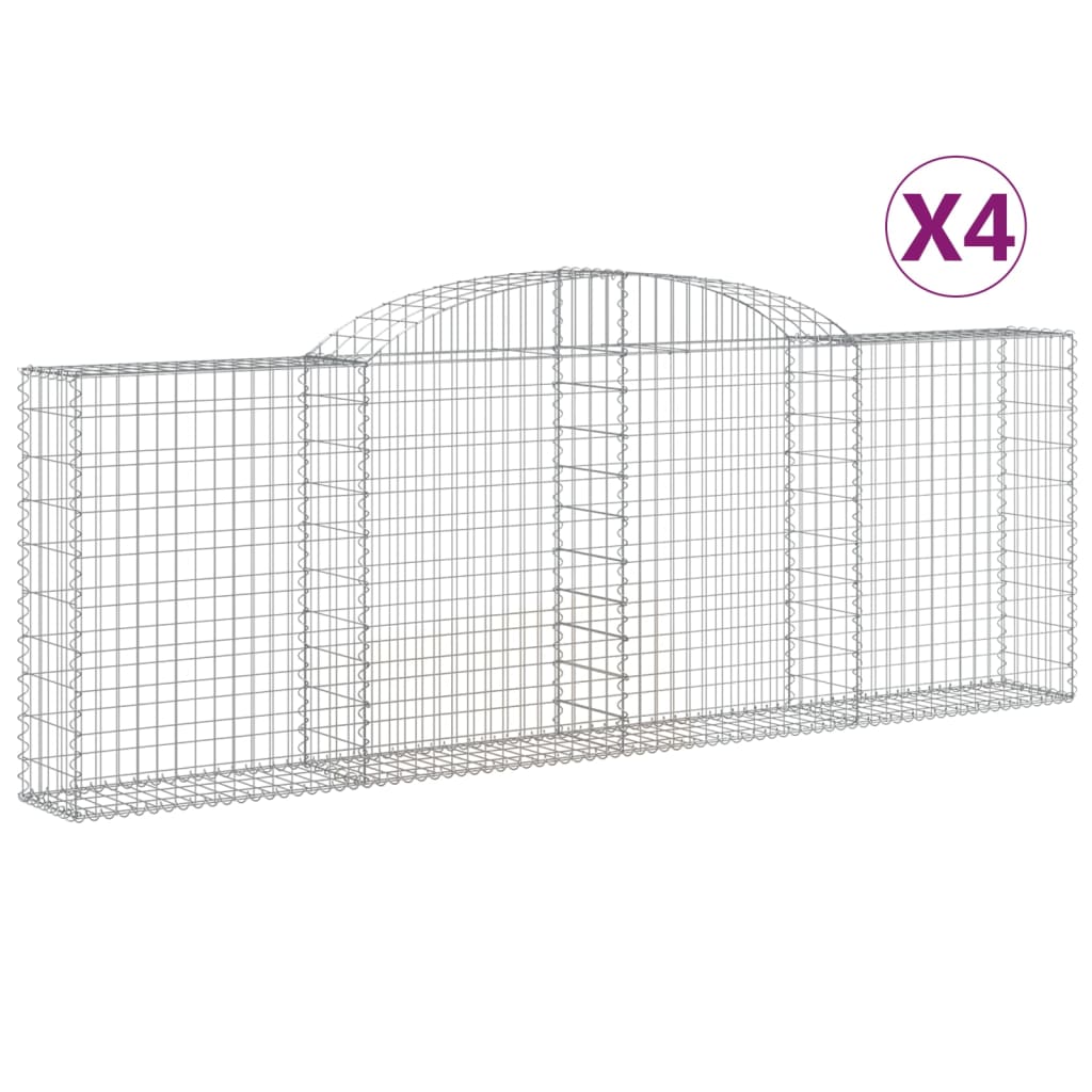 vidaXL Paniers à gabions arqués 4 pcs 300x30x100/120 cm fer galvanisé