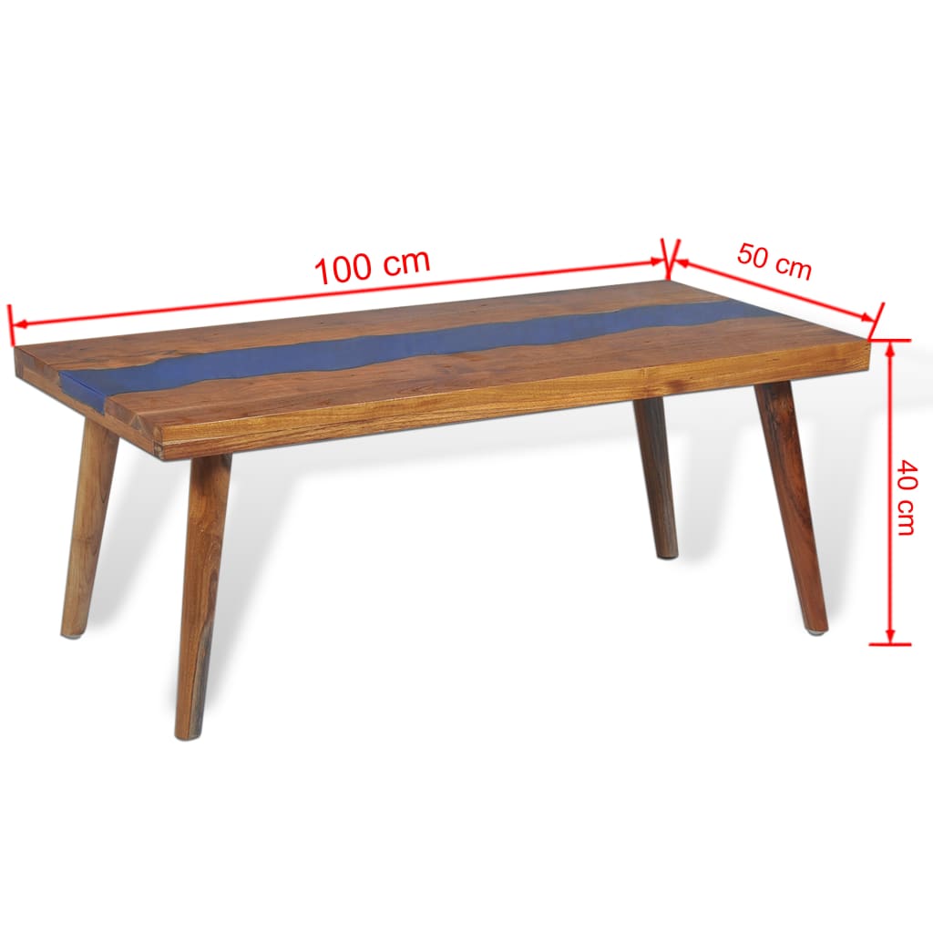vidaXL Table basse Teck Résine 100 x 50 x 40 cm