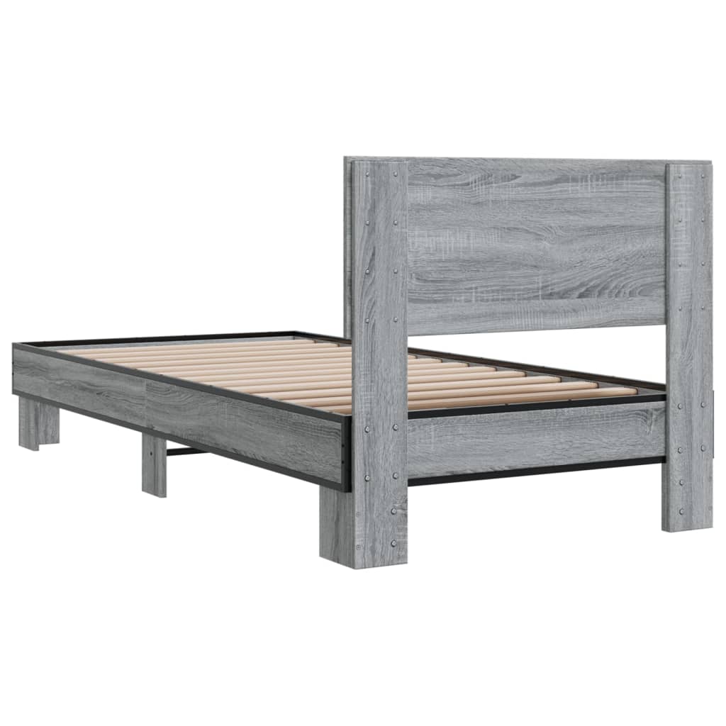 vidaXL Cadre de lit sans matelas sonoma gris 100x200 cm