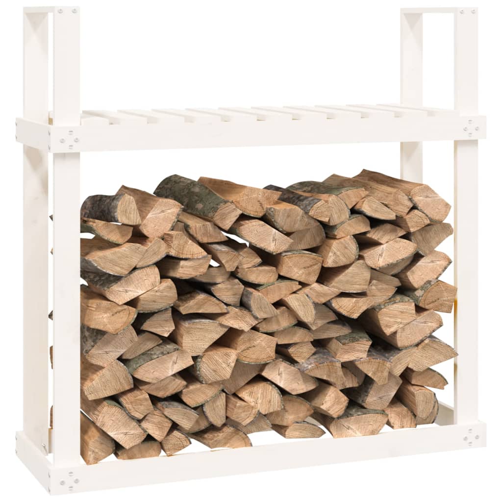vidaXL Support pour bois de chauffage Blanc 110x35x108,5cm Bois de pin