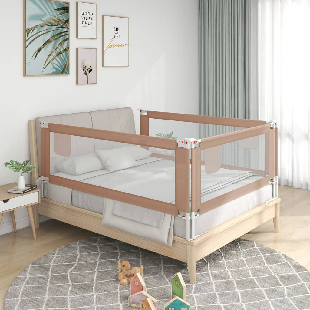 vidaXL Barrière de sécurité de lit d'enfant Taupe 160x25 cm Tissu
