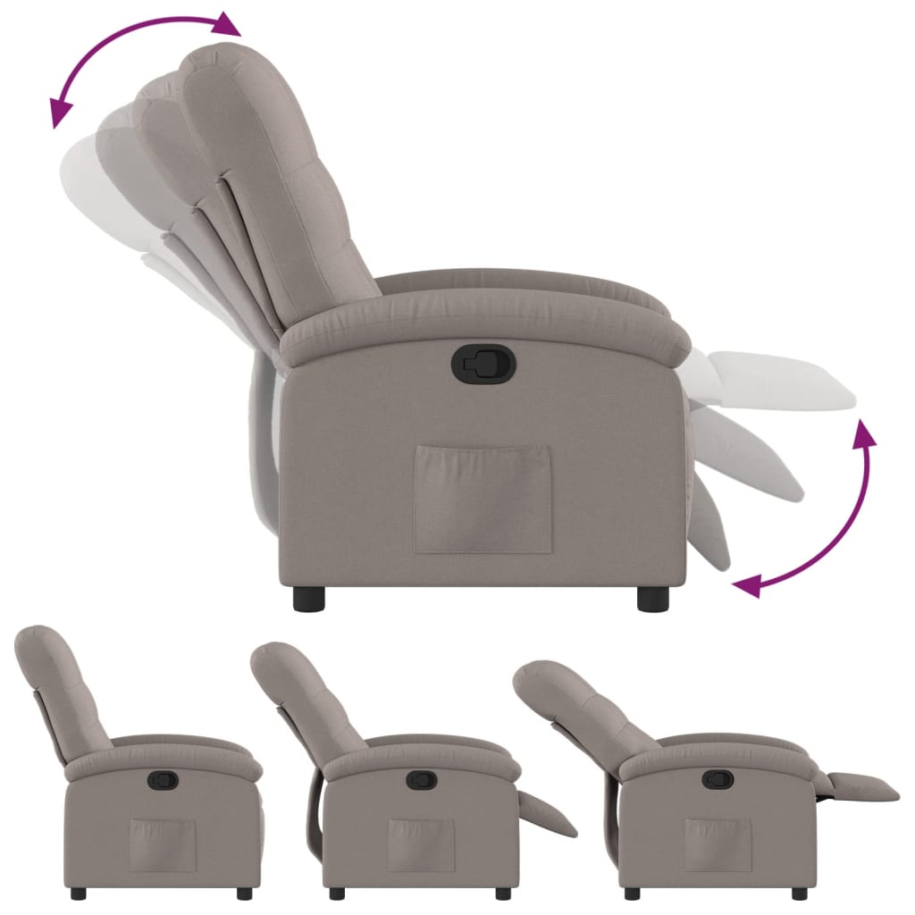 vidaXL Fauteuil inclinable Taupe Tissu