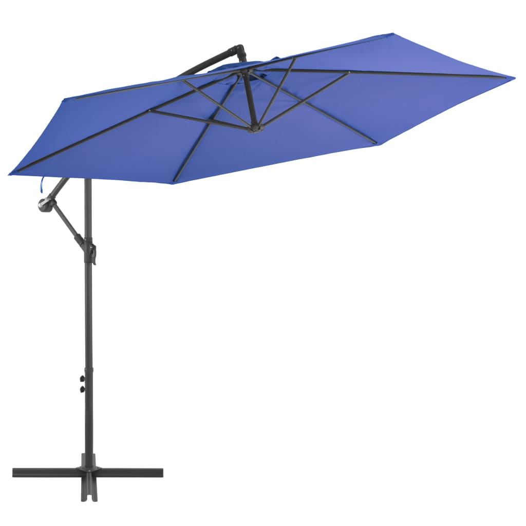 vidaXL Parasol de jardin en porte-à-faux avec mât en aluminium bleu