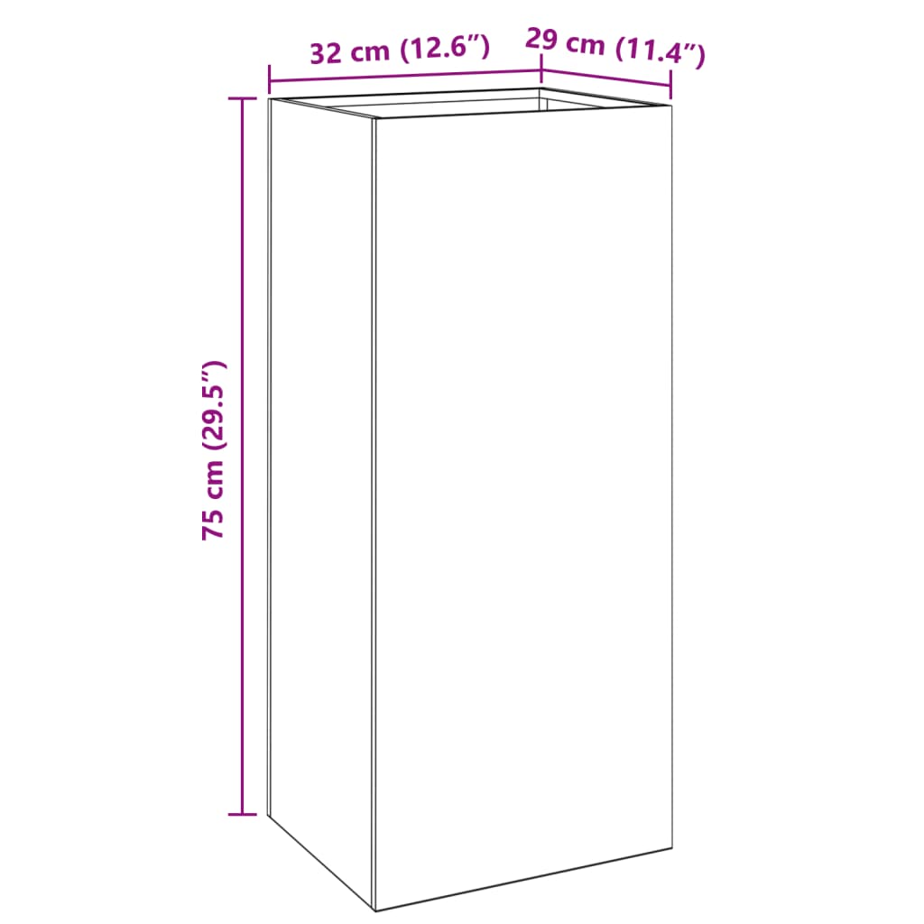 vidaXL Jardinière anthracite 32x29x75 cm acier laminé à froid