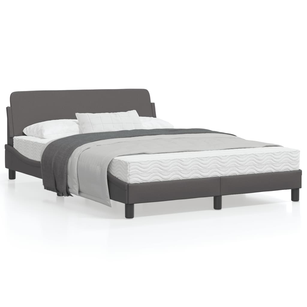 vidaXL Cadre de lit avec tête de lit Gris 140x200 cm Similicuir