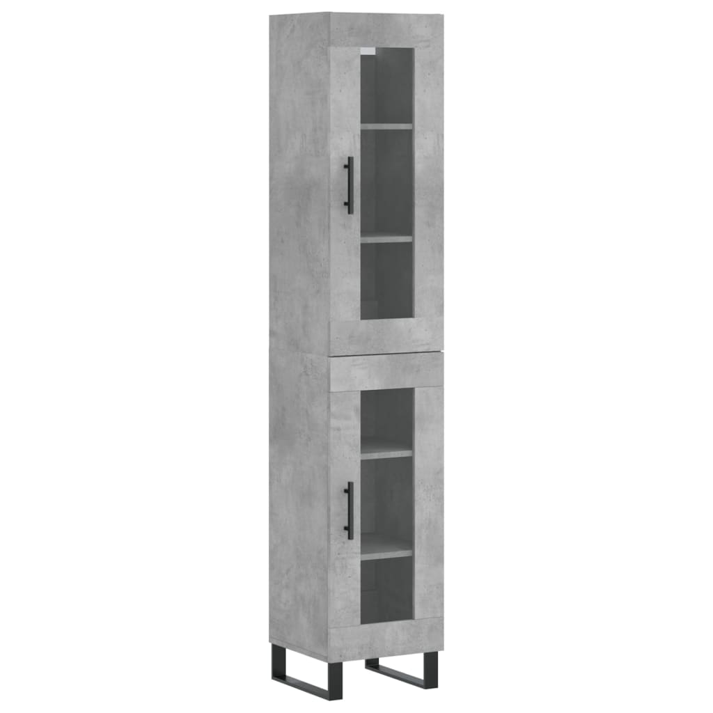 vidaXL Buffet haut Gris béton 34,5x34x180 cm Bois d'ingénierie