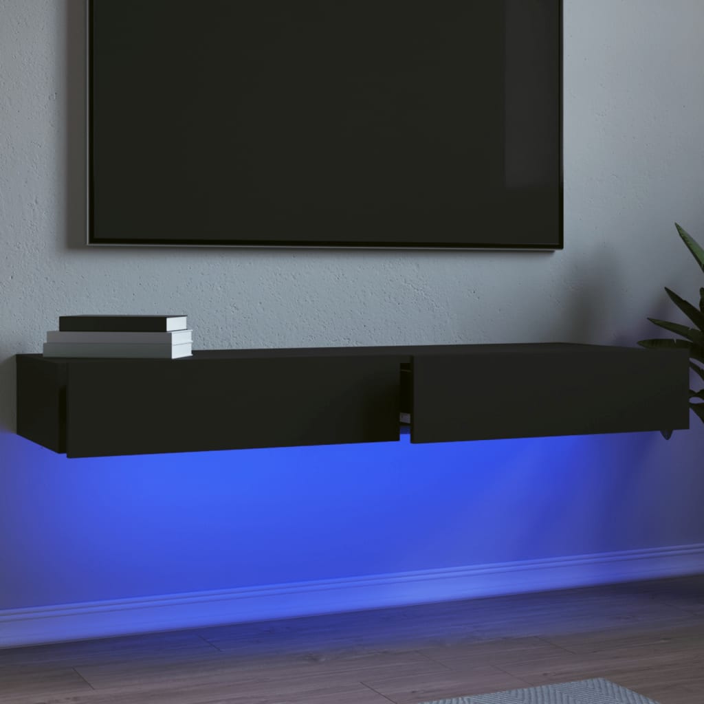 vidaXL Meubles TV avec éclairage LED 2 pcs noir 60x35x15,5 cm