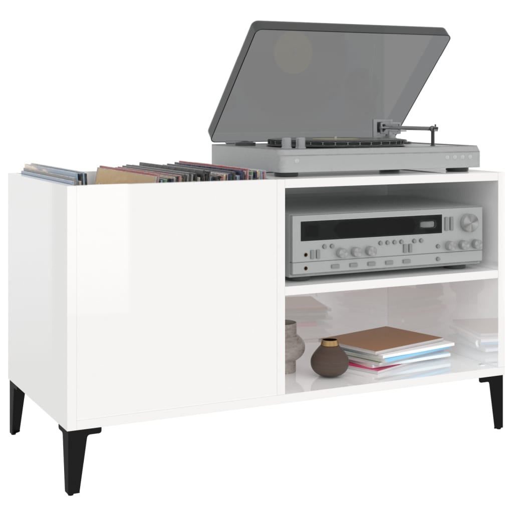 vidaXL Armoire à disques blanc brillant 84,5x38x48cm bois d'ingénierie