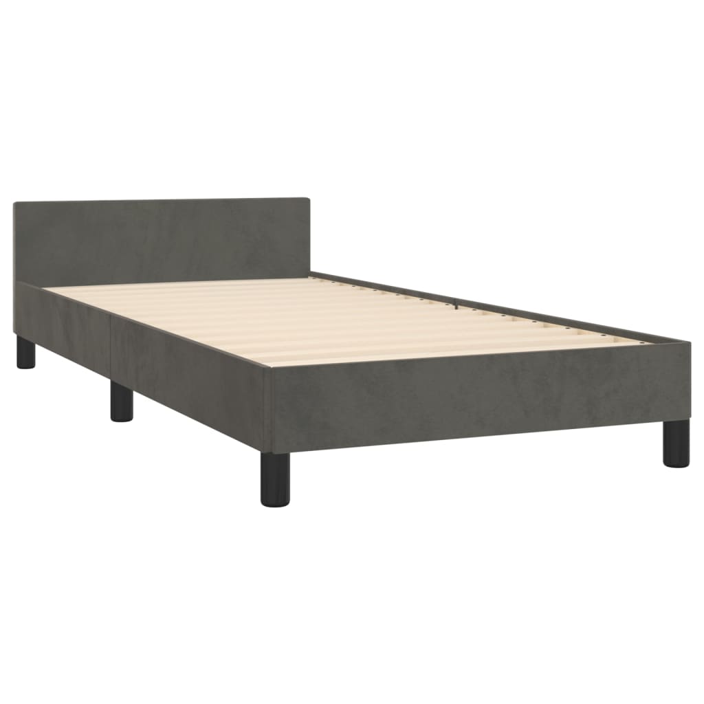 vidaXL Cadre de lit sans matelas gris foncé 90x200 cm velours