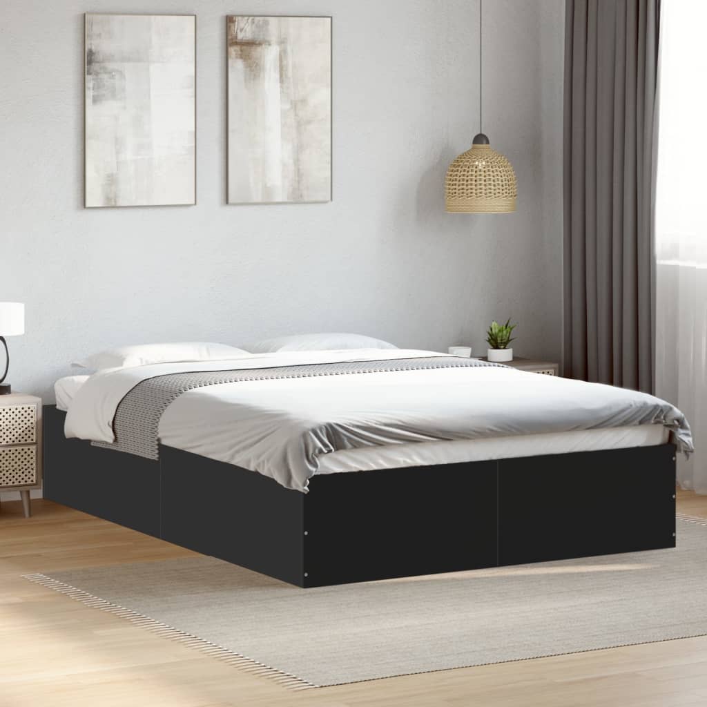 vidaXL Cadre de lit sans matelas noir 135x190 cm