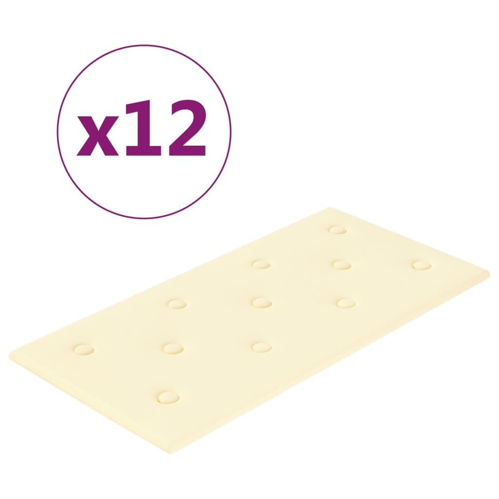 vidaXL Panneaux muraux 12 pcs Crème 60x30 cm Similicuir 2,16 m²