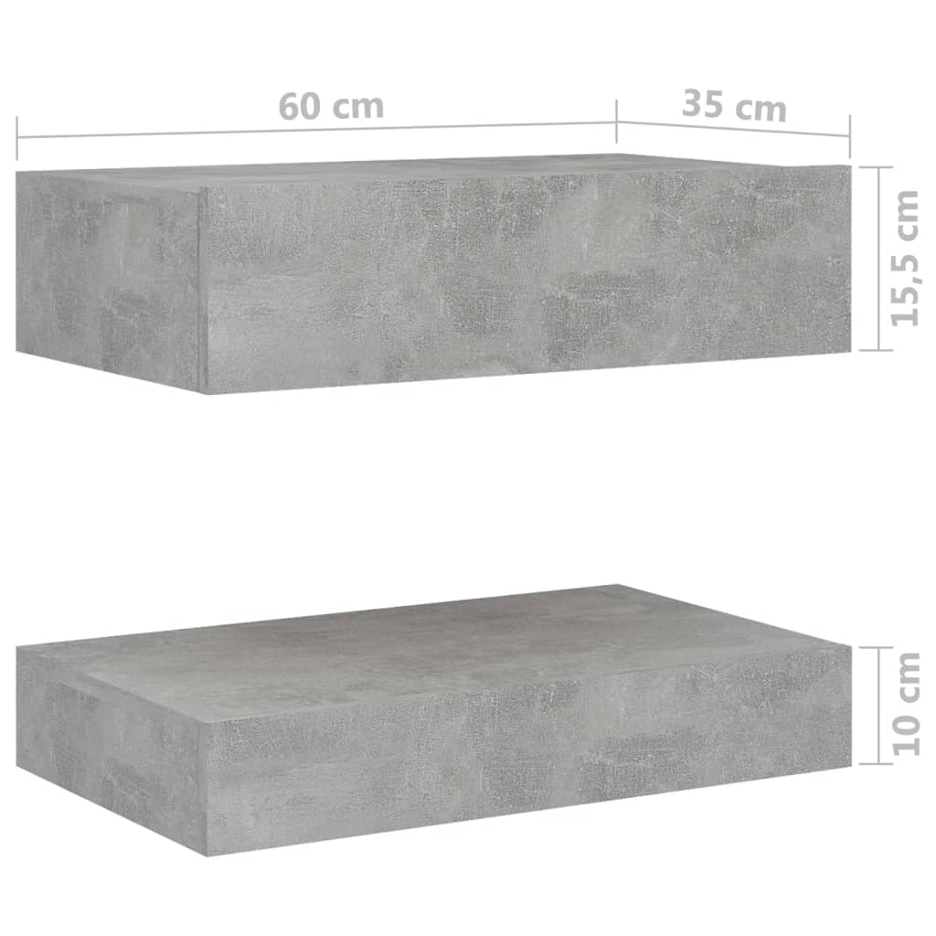 vidaXL Table de chevet Gris béton 60x35 cm Aggloméré