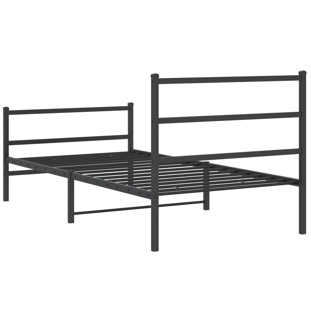 vidaXL Cadre de lit métal sans matelas et pied de lit noir 100x200 cm