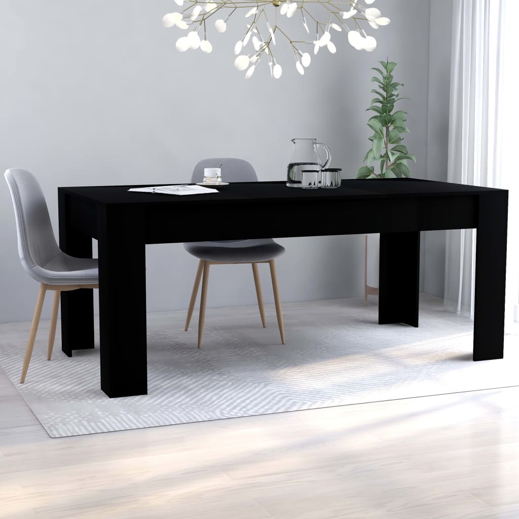 vidaXL Table de salle à manger Noir 180 x 90 x 76 cm Aggloméré
