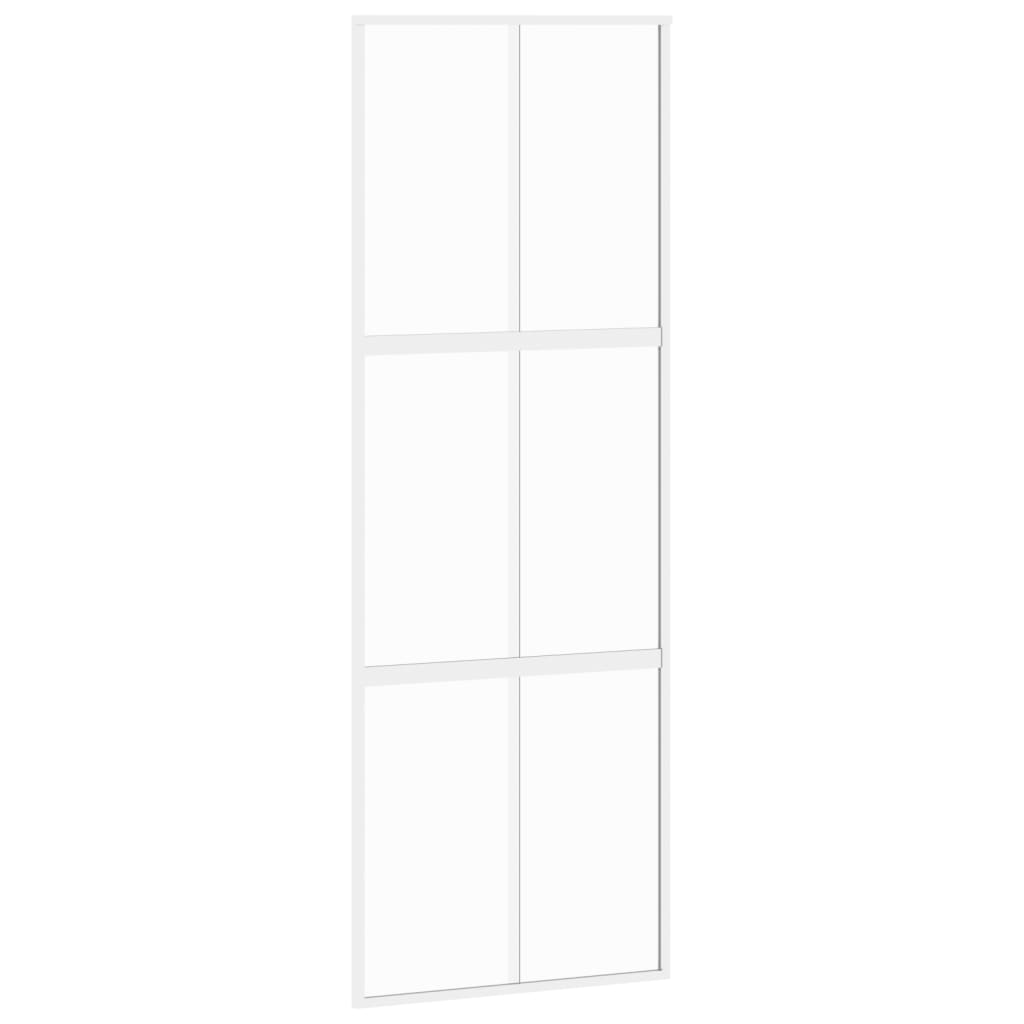 vidaXL Porte coulissante blanc 76x205 cm verre trempé aluminium