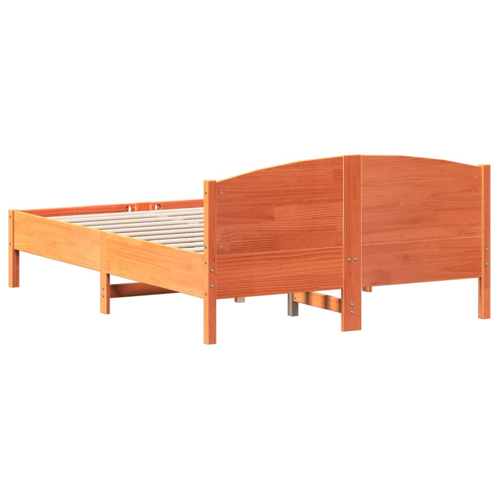 vidaXL Cadre de lit avec tête de lit cire marron 120x190cm bois de pin