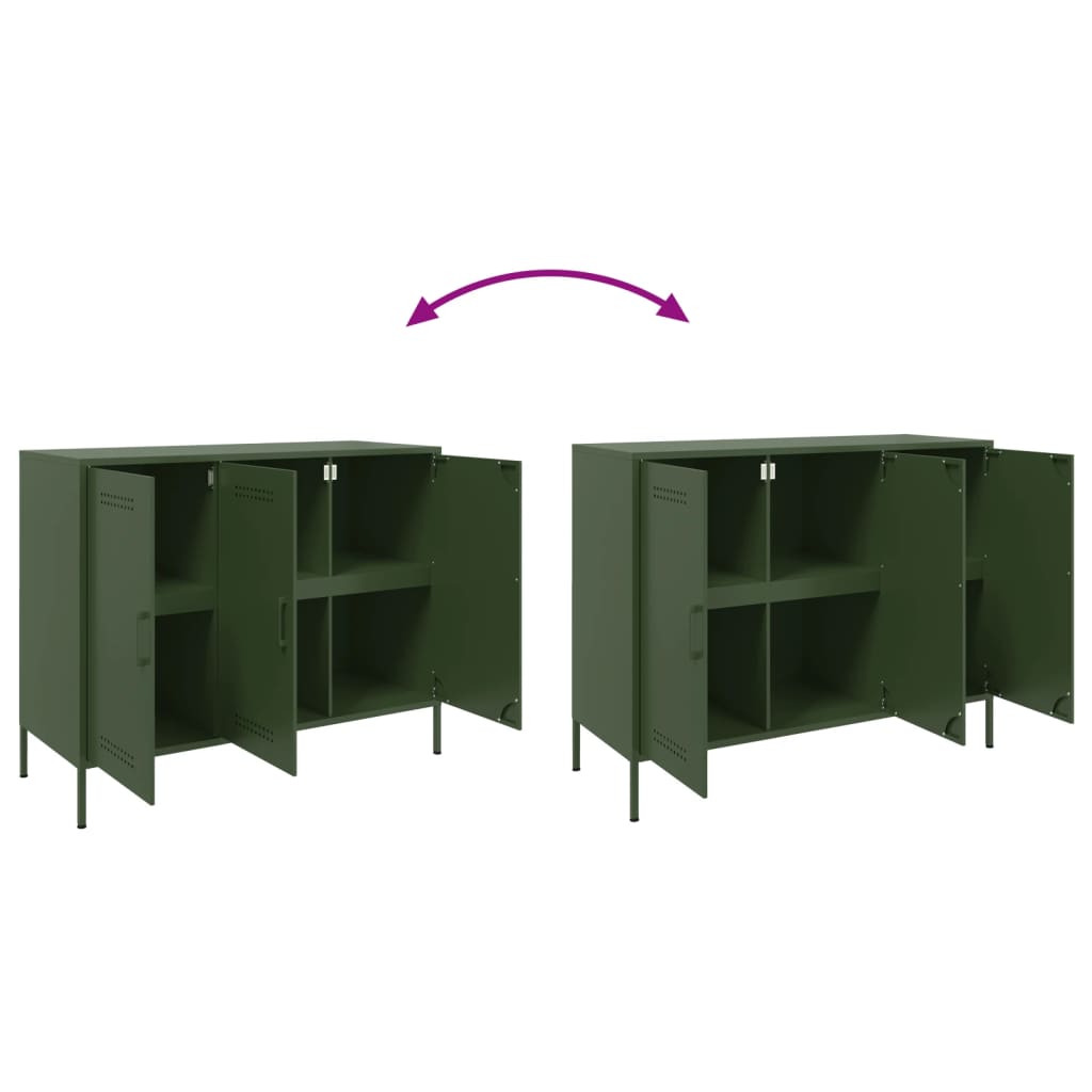 vidaXL Buffet vert olive 100,5x39x79 cm acier laminé à froid