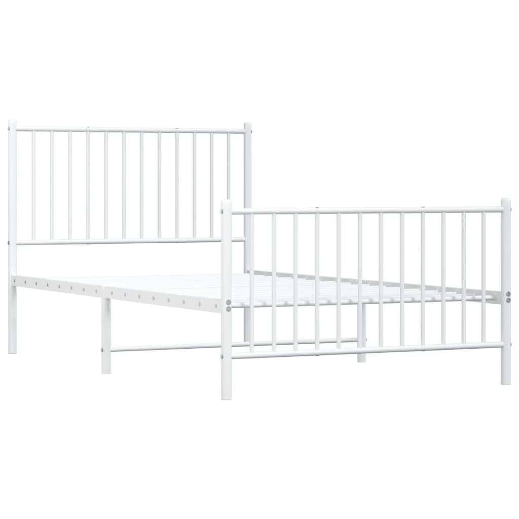 vidaXL Cadre de lit métal sans matelas et pied de lit blanc 100x190 cm