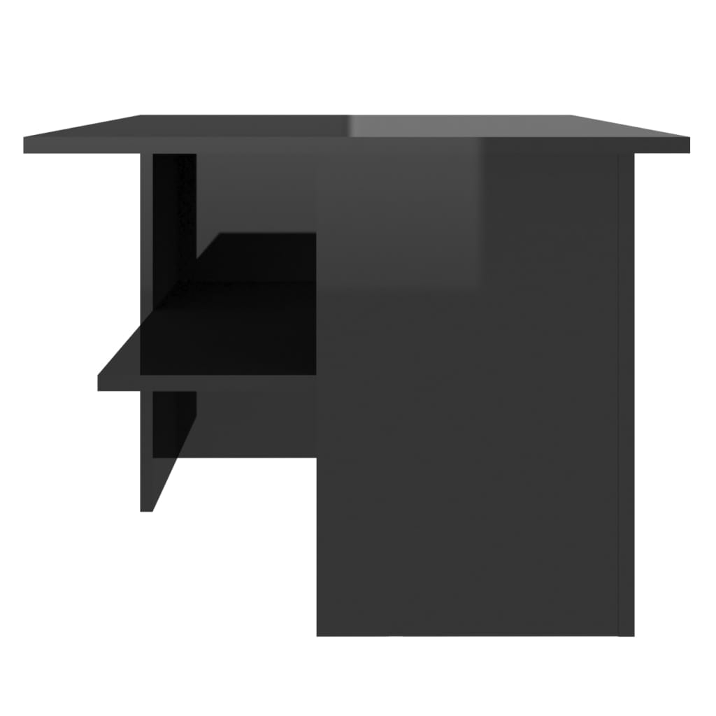 vidaXL Table basse noir brillant 90x60x46,5 cm bois d'ingénierie