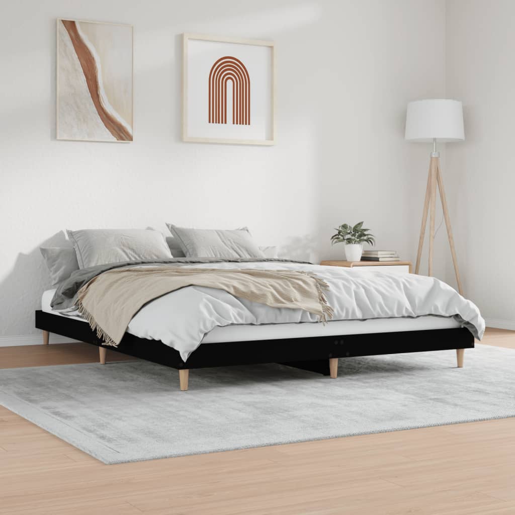 vidaXL Cadre de lit sans matelas noir 150x200 cm bois d'ingénierie